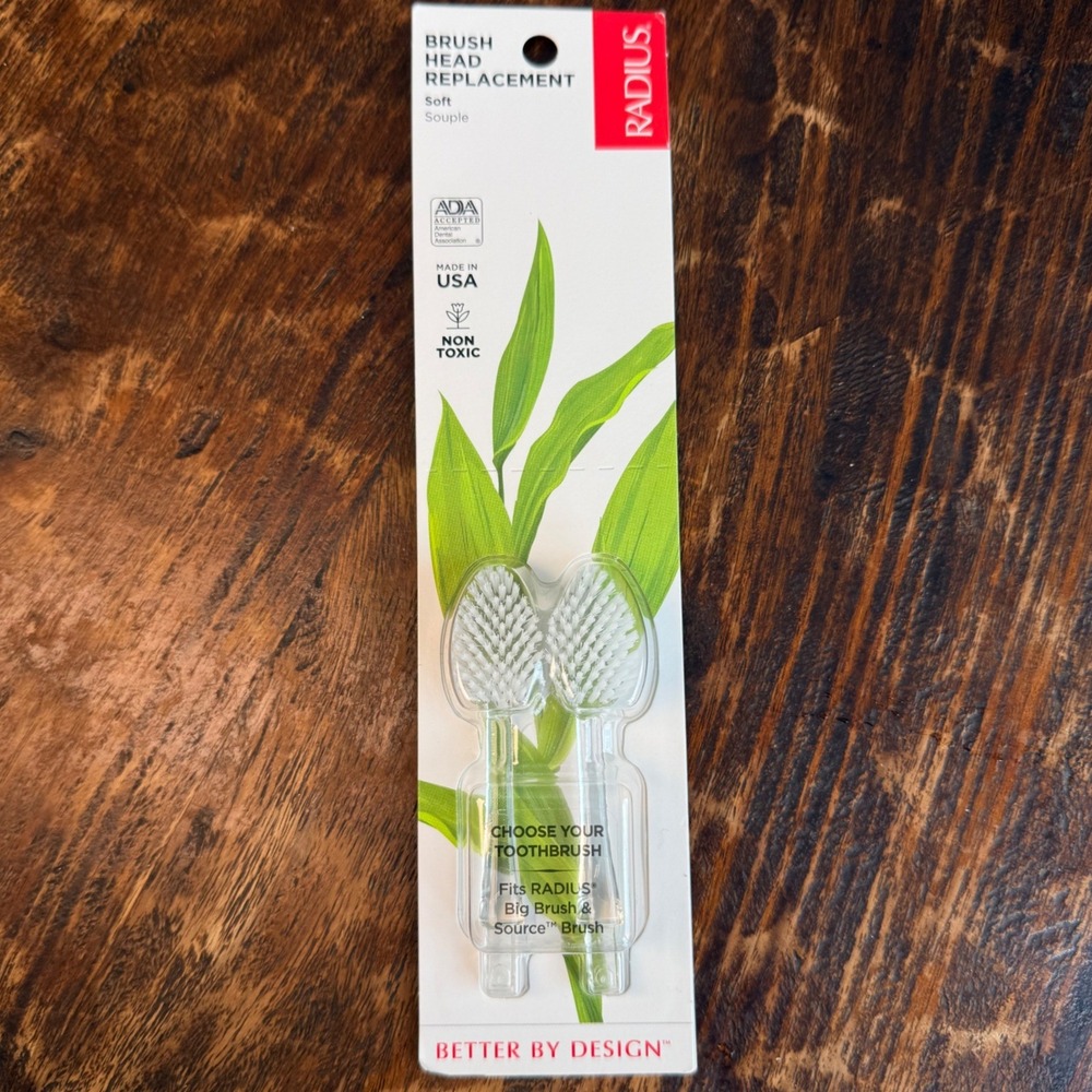 RADIUS Brush Head‎ Replacement Soft 2-Pack for Big Brush and Source Clear White